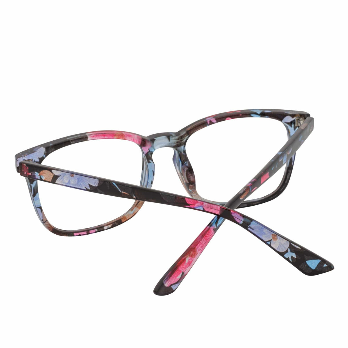 HARPER - Classic Horn Rimmed Blue Light Glasses Floral Clear Lens