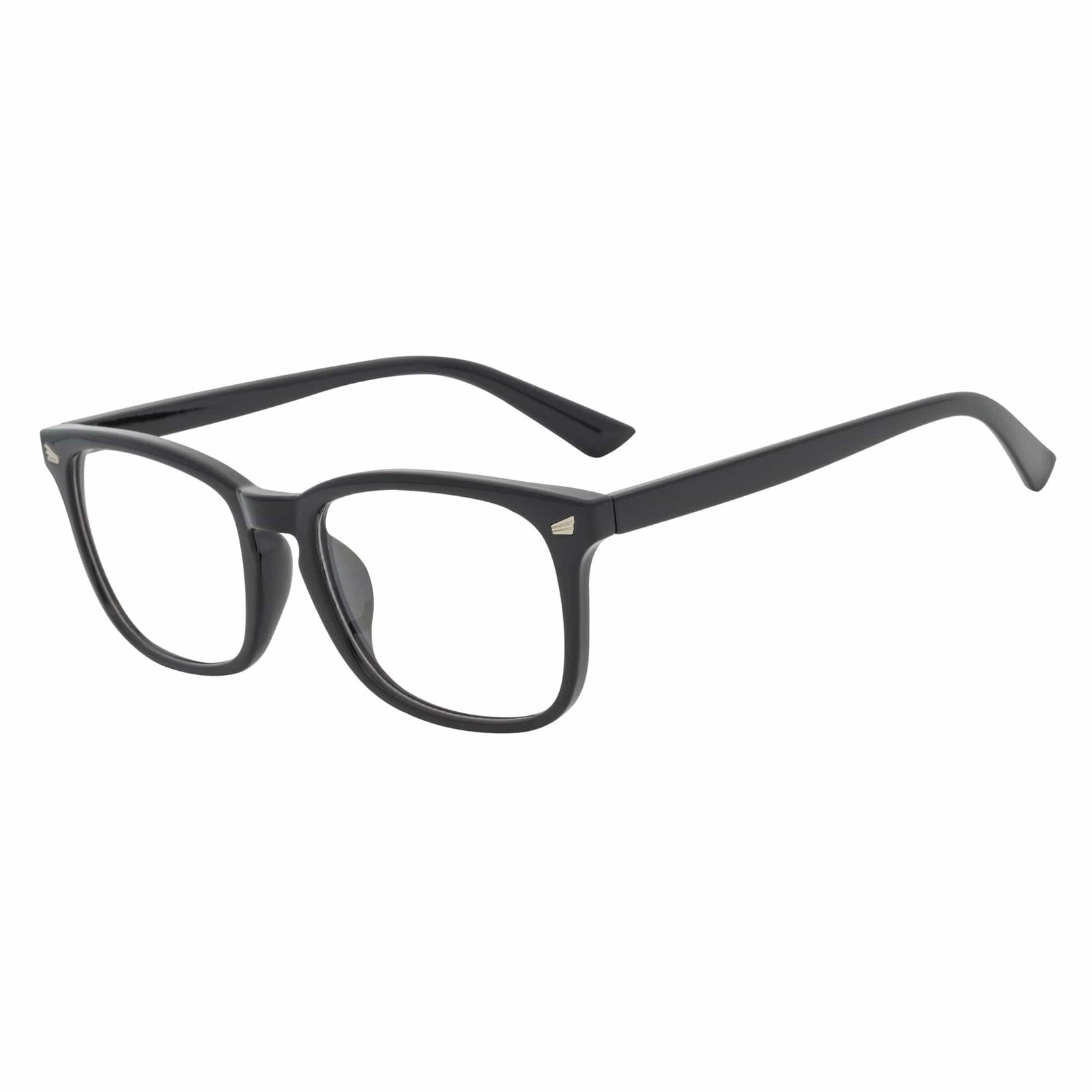 HARPER - Classic Horn Rimmed Blue Light Glasses Shiny Black Clear Lens
