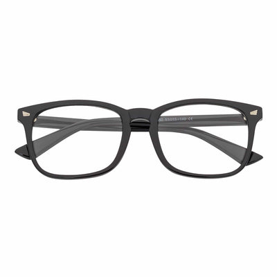 HARPER - Classic Horn Rimmed Blue Light Glasses Shiny Black Clear Lens