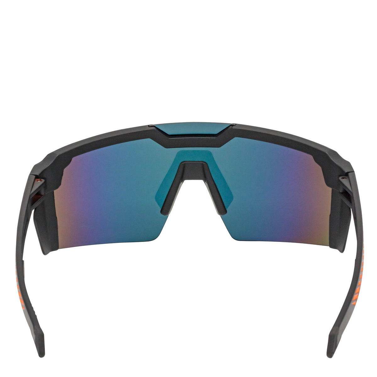HITECH - Futuristic Rimless Shield Sunglasses Black - Orange Orange Mirror