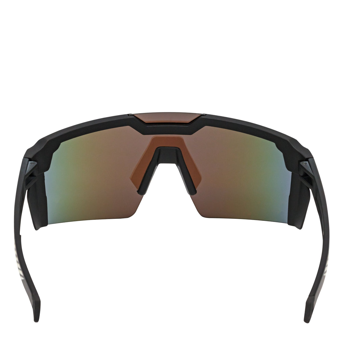 HITECH - Futuristic Rimless Shield Sunglasses Black - White Blue Mirror