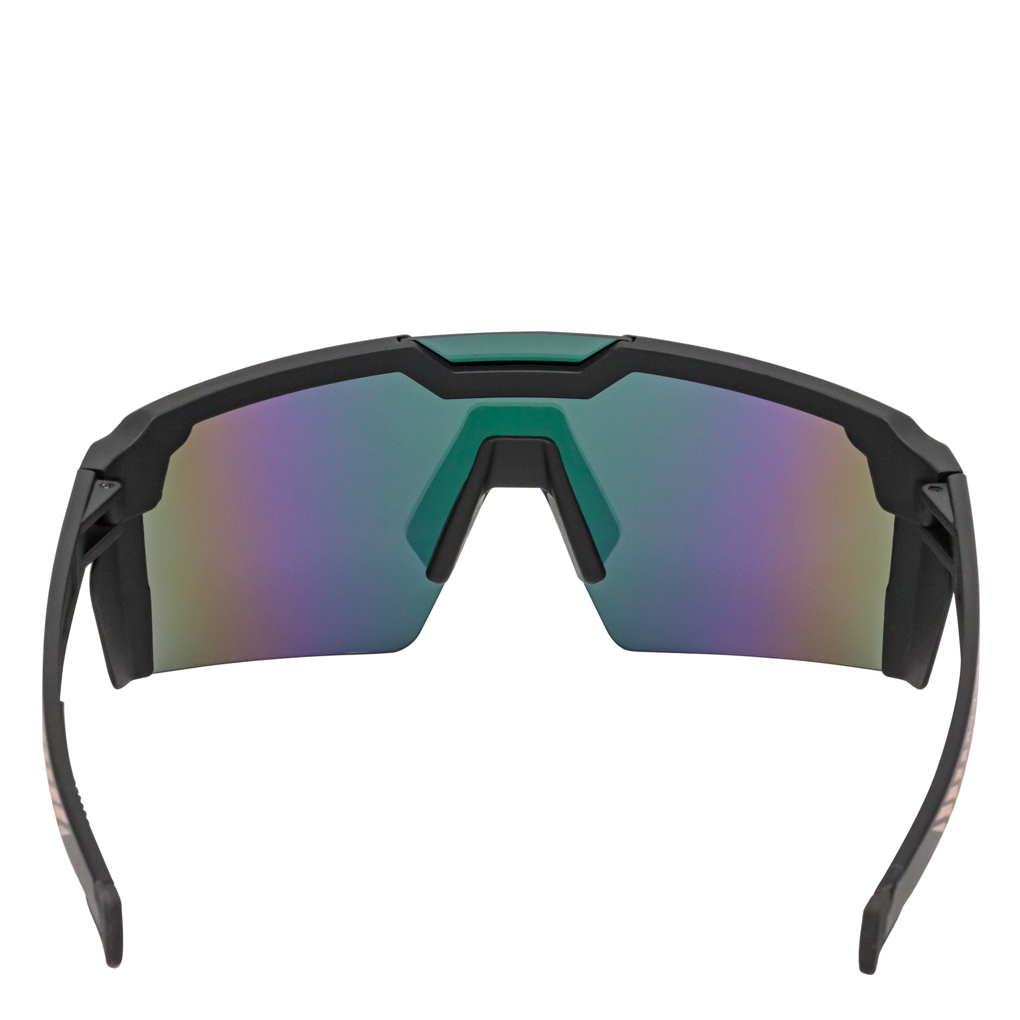 HITECH - Large Futuristic Rimless Shield Sunglasses Black Pink Mirror Lens