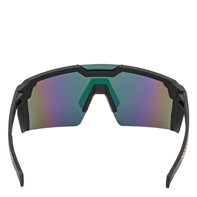 HITECH - Large Futuristic Rimless Shield Sunglasses Black Pink Mirror Lens