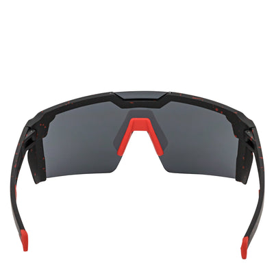 HITECH - Large Futuristic Rimless Shield Sunglasses Black - Red Smoke Lens