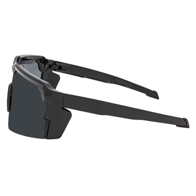 HITECH - Large Futuristic Rimless Shield Sunglasses Black Smoke Lens