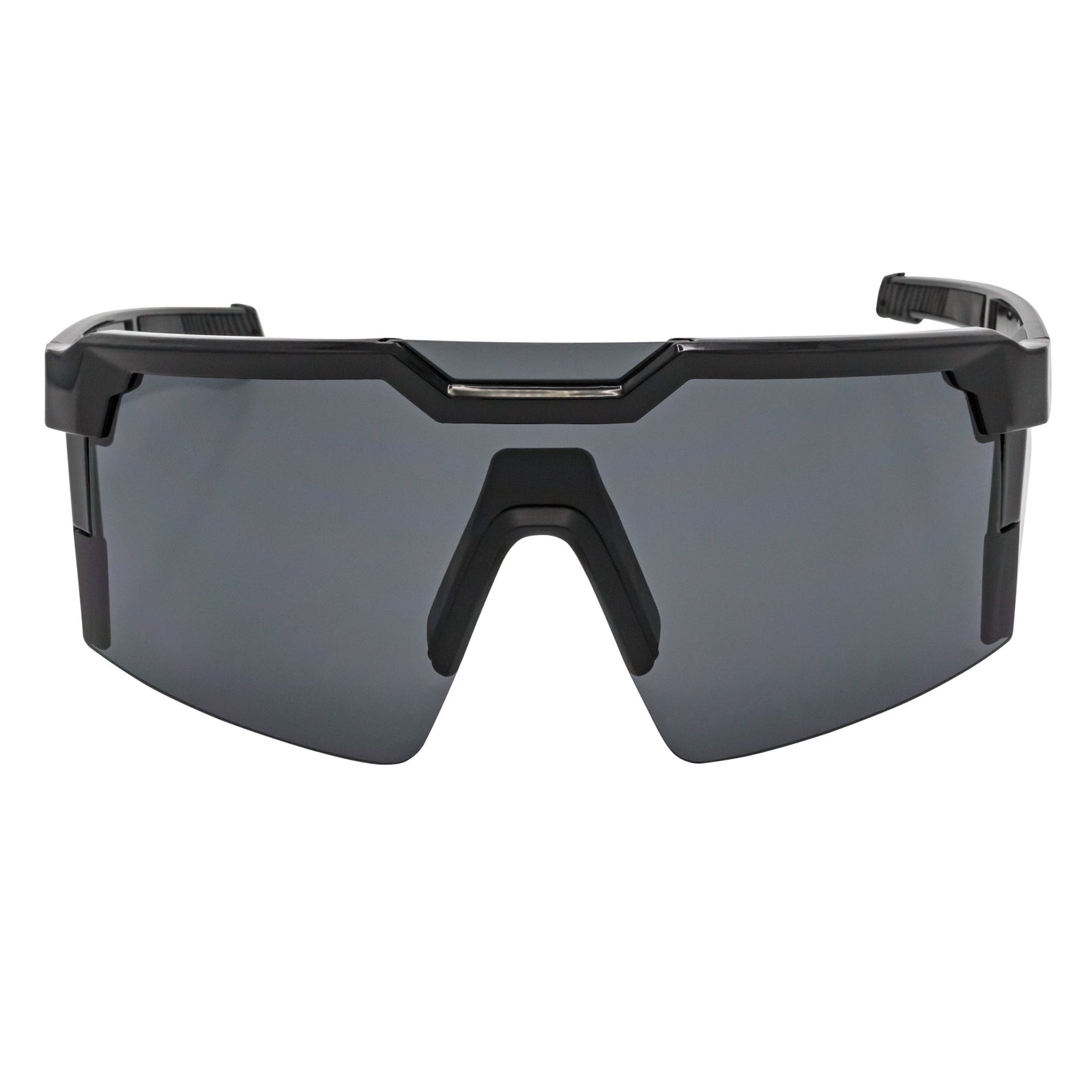 HITECH - Large Futuristic Rimless Shield Sunglasses Black Smoke Lens