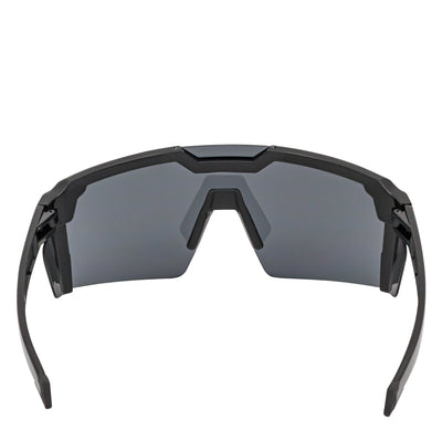 HITECH - Large Futuristic Rimless Shield Sunglasses Black Smoke Lens
