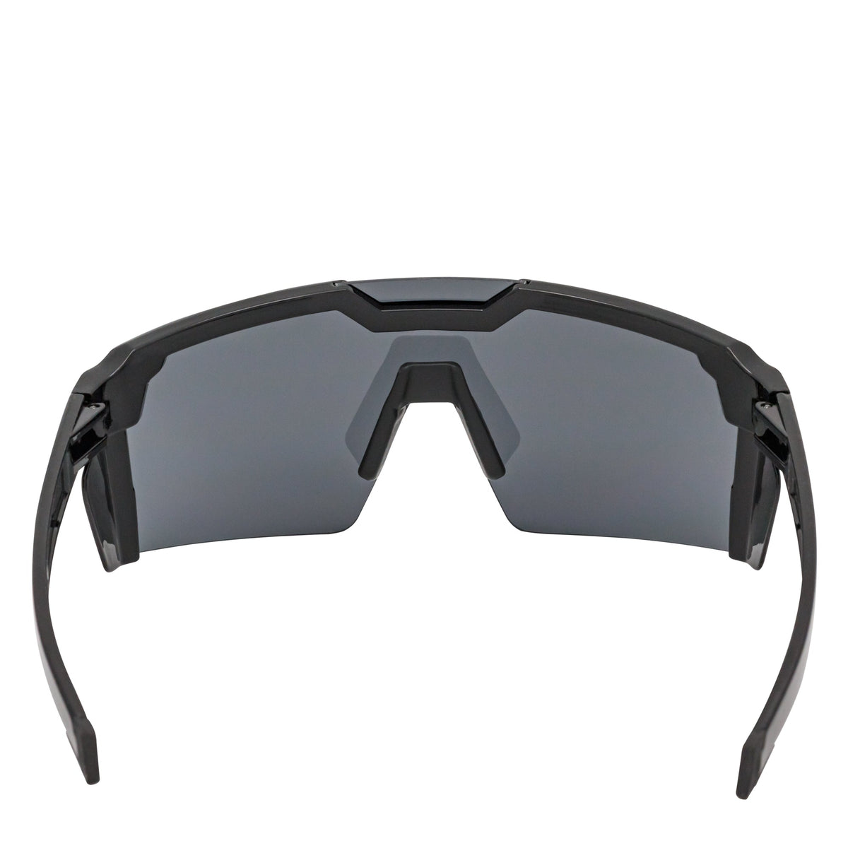 HITECH - Large Futuristic Rimless Shield Sunglasses Black Smoke Lens