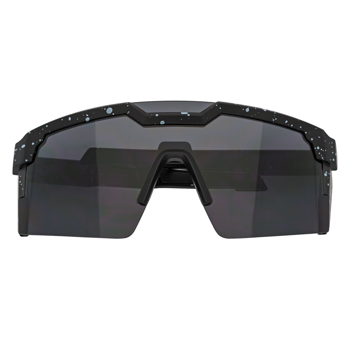 HITECH - Large Futuristic Rimless Shield Sunglasses Black - White Smoke Lens