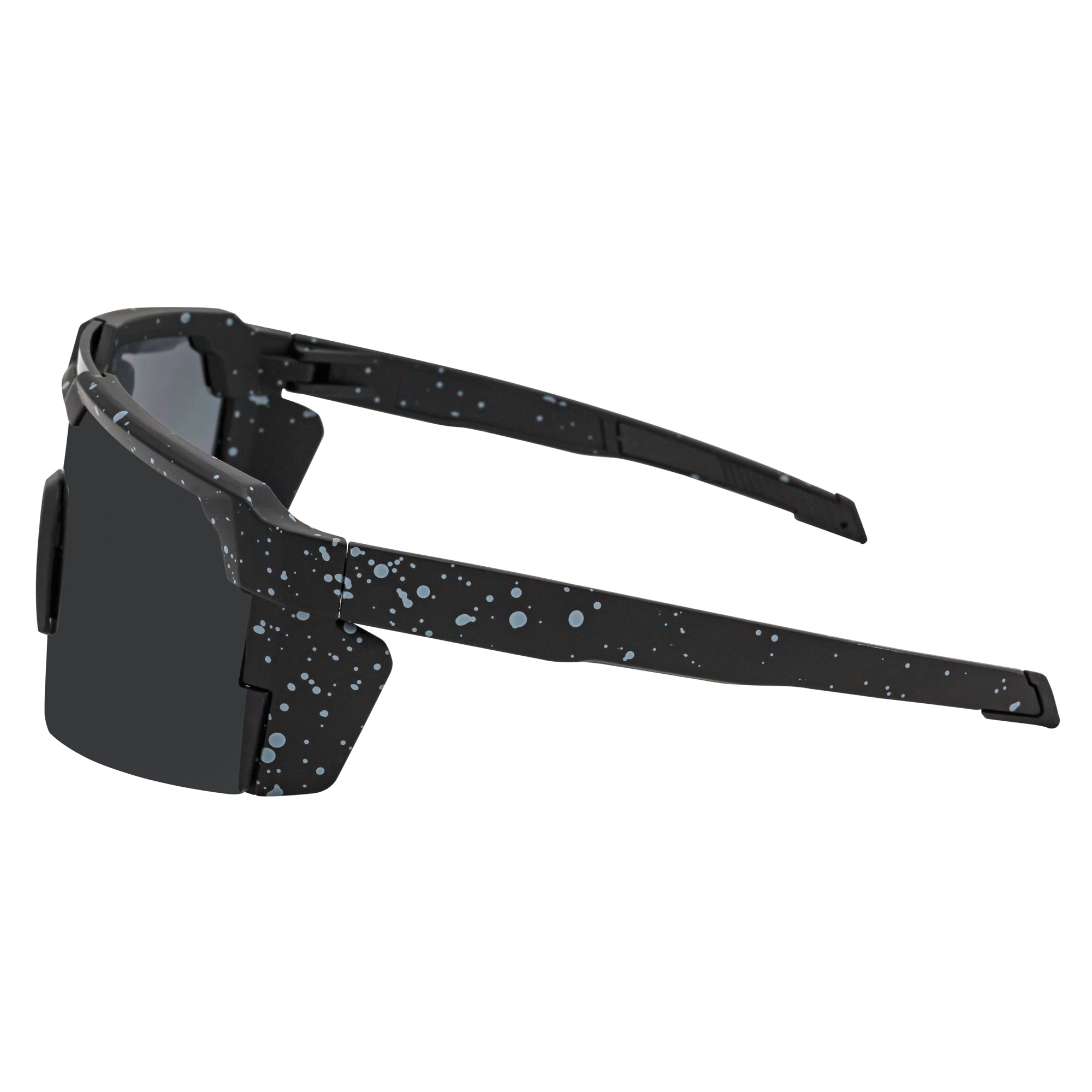 HITECH - Large Futuristic Rimless Shield Sunglasses Black - White Smoke Lens