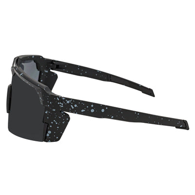 HITECH - Large Futuristic Rimless Shield Sunglasses Black - White Smoke Lens