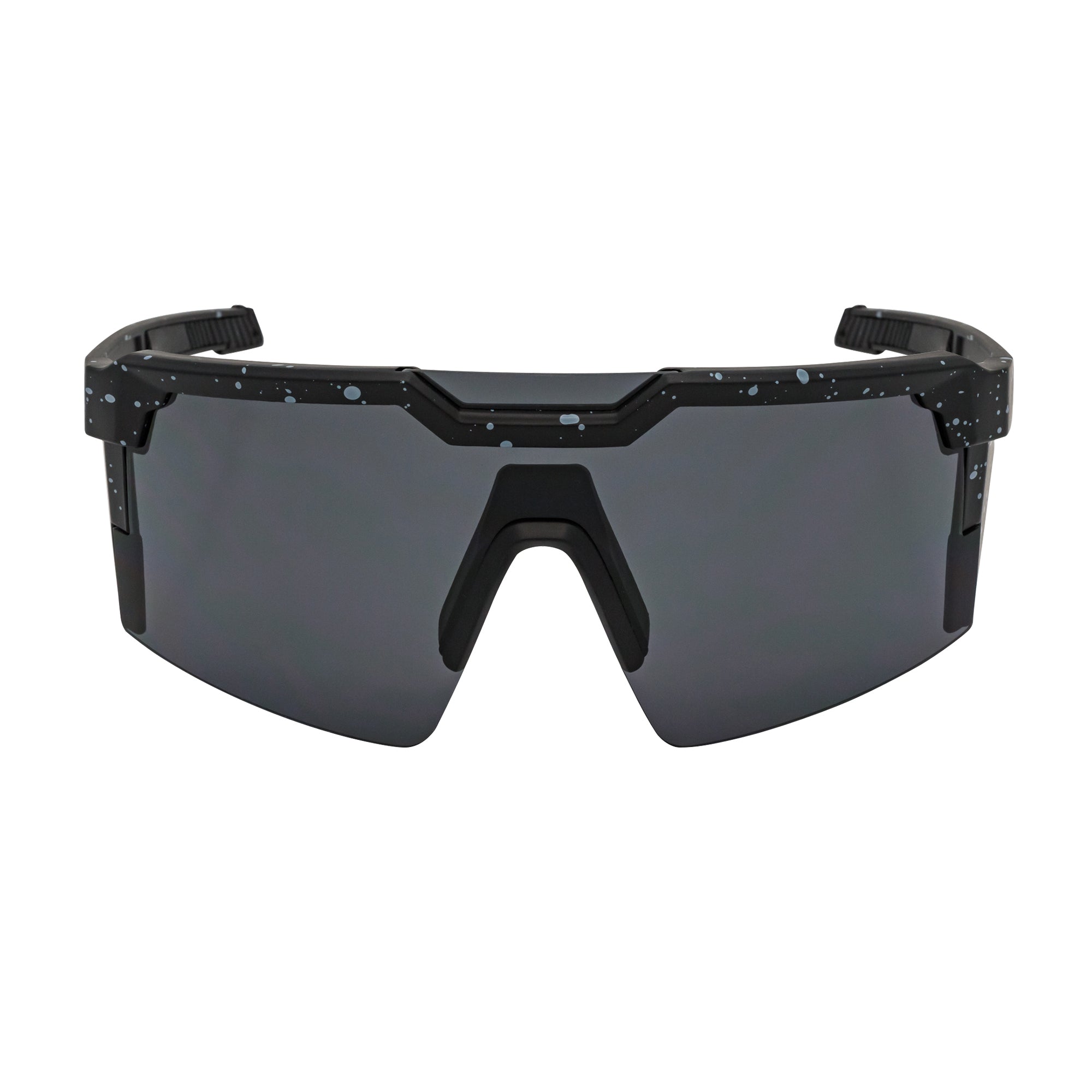 HITECH - Large Futuristic Rimless Shield Sunglasses Black - White Smoke Lens