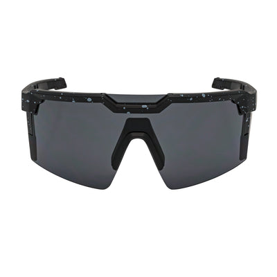 HITECH - Large Futuristic Rimless Shield Sunglasses Black - White Smoke Lens
