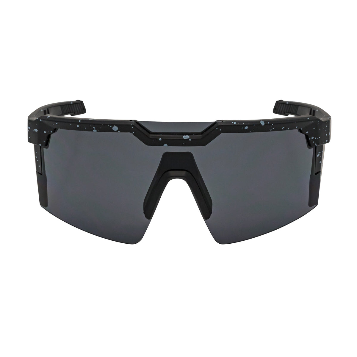 HITECH - Large Futuristic Rimless Shield Sunglasses Black - White Smoke Lens