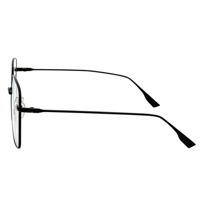 JOSEI - Oversize Large Metal Square Blue Light Glasses Black Clear Lens