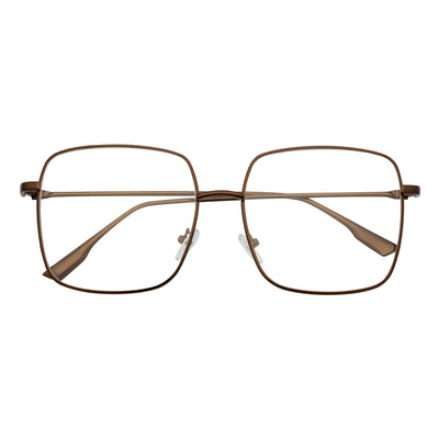 JOSEI - Oversize Large Metal Square Blue Light Glasses Bronze Clear Lens