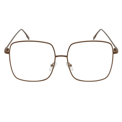 JOSEI - Oversize Large Metal Square Blue Light Glasses Bronze Clear Lens