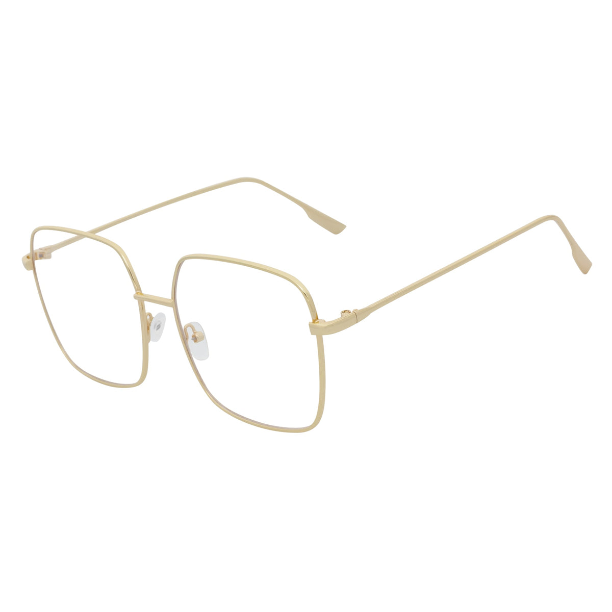 JOSEI - Oversize Large Metal Square Blue Light Glasses Gold Clear Lens