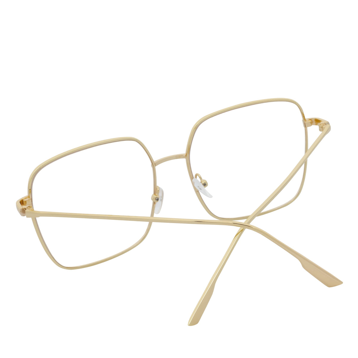 JOSEI - Oversize Large Metal Square Blue Light Glasses Gold Clear Lens