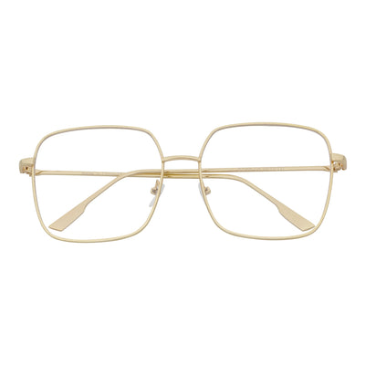 JOSEI - Oversize Large Metal Square Blue Light Glasses Gold Clear Lens