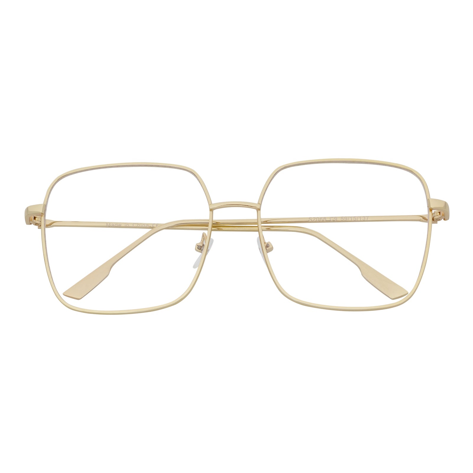 JOSEI - Oversize Large Metal Square Blue Light Glasses Gold Clear Lens