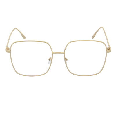 JOSEI - Oversize Large Metal Square Blue Light Glasses Gold Clear Lens
