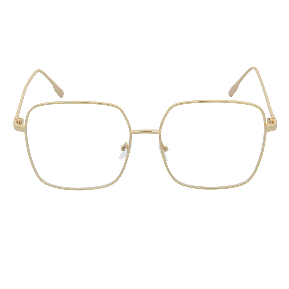 JOSEI - Oversize Large Metal Square Blue Light Glasses Gold Clear Lens