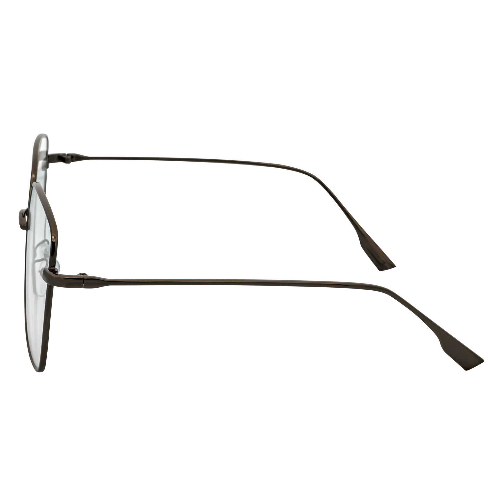JOSEI - Oversize Large Metal Square Blue Light Glasses Gunmetal Clear Lens