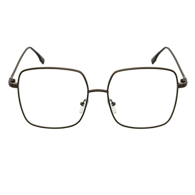 JOSEI - Oversize Large Metal Square Blue Light Glasses Gunmetal Clear Lens
