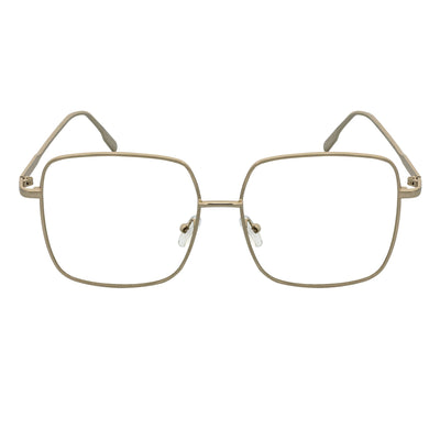 JOSEI - Oversize Large Metal Square Blue Light Glasses Silver Clear Lens