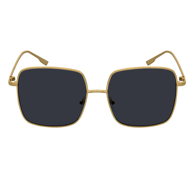 JOSEI - Oversize Large Metal Square Gold Sunglasses Smoke Lens