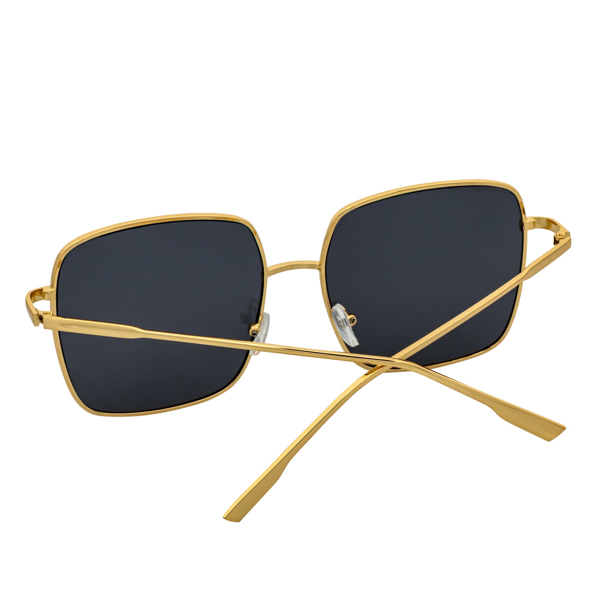 JOSEI - Oversize Large Metal Square Gold Sunglasses Smoke Lens