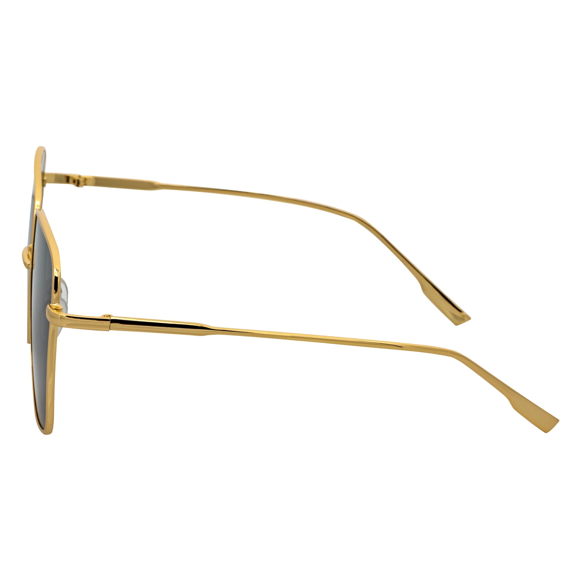JOSEI - Oversize Large Metal Square Gold Sunglasses Smoke Lens