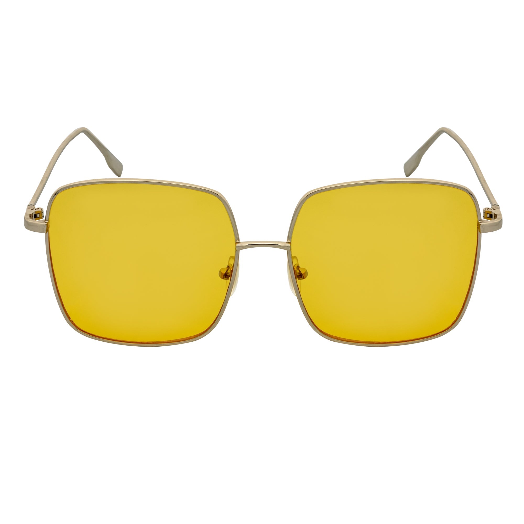 JOSEI - Oversize Large Metal Square Silver Sunglasses Yellow Tint