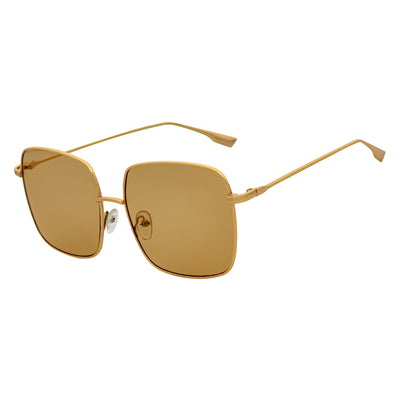 JOSEI - Oversize Large Metal Square Sunglasses Gold Amber Tint