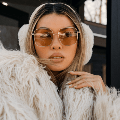 JOSEI - Oversize Large Metal Square Sunglasses Gold Amber Tint
