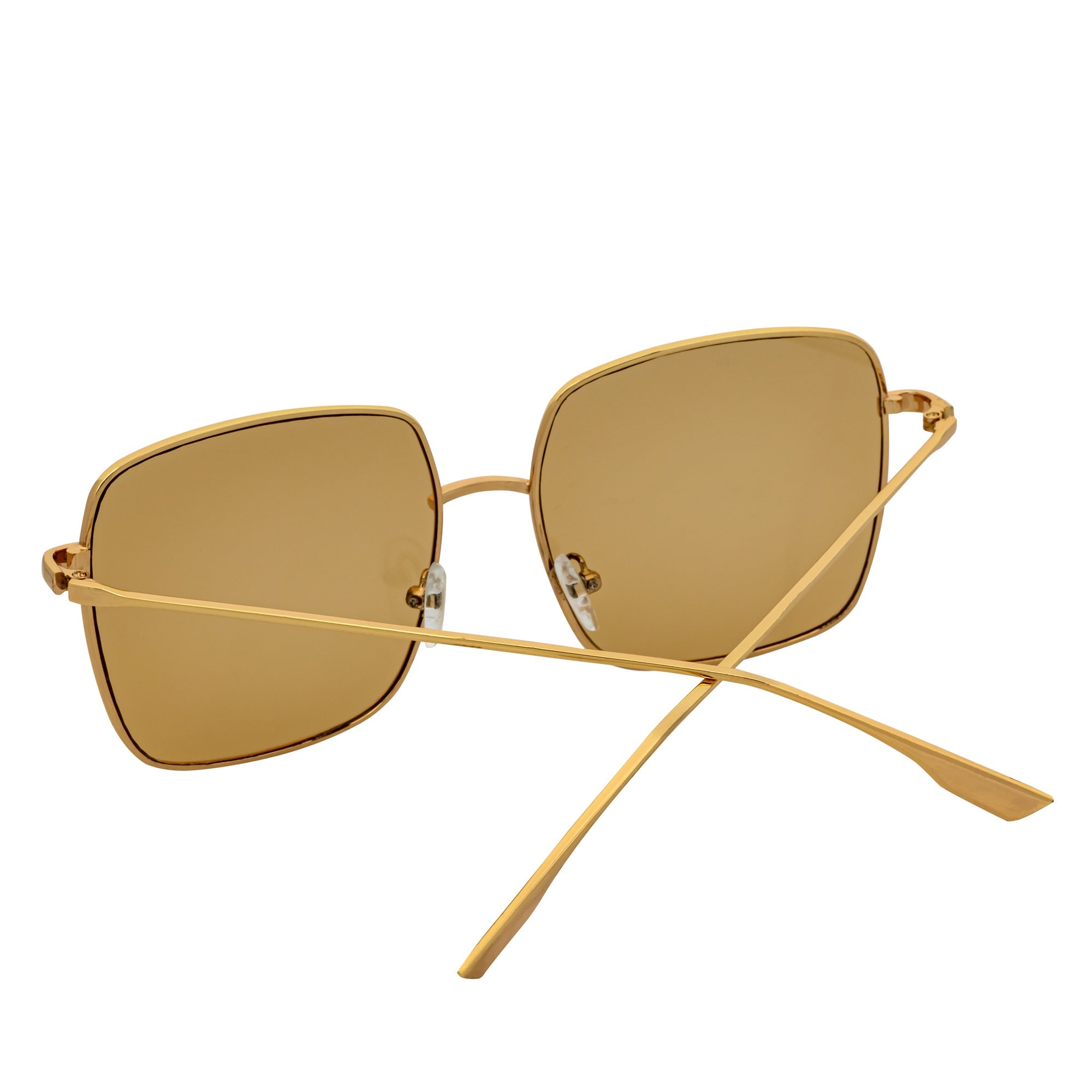 JOSEI - Oversize Large Metal Square Sunglasses Gold Amber Tint