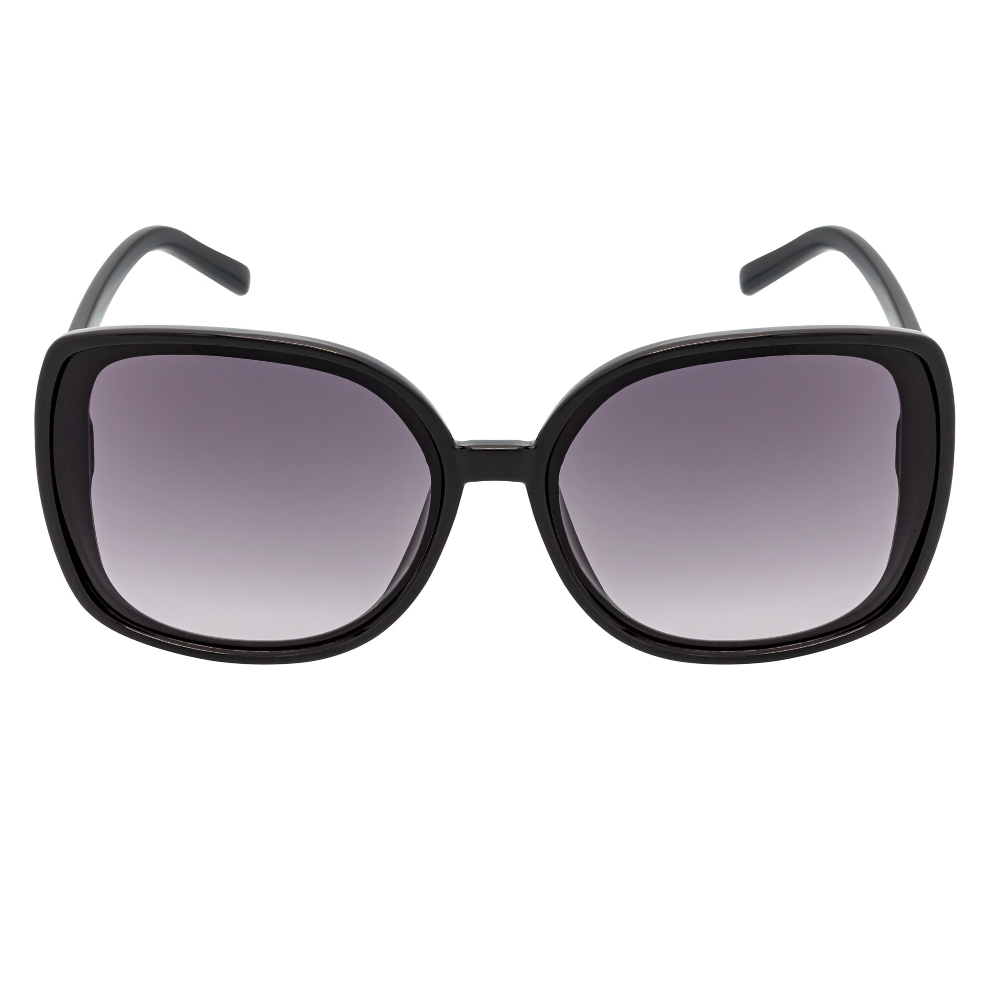 JUSTINE - Modern Square Frame Oversize Black Sunglasses Lavender Lens