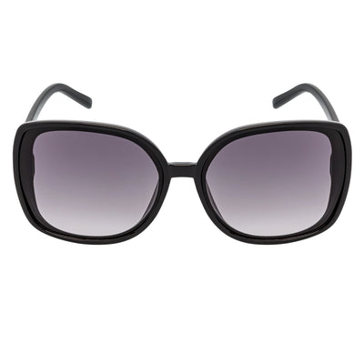 JUSTINE - Modern Square Frame Oversize Black Sunglasses Lavender Lens