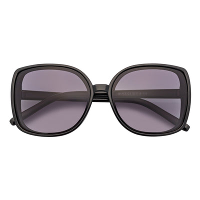JUSTINE - Modern Square Frame Oversize Black Sunglasses Lavender Lens