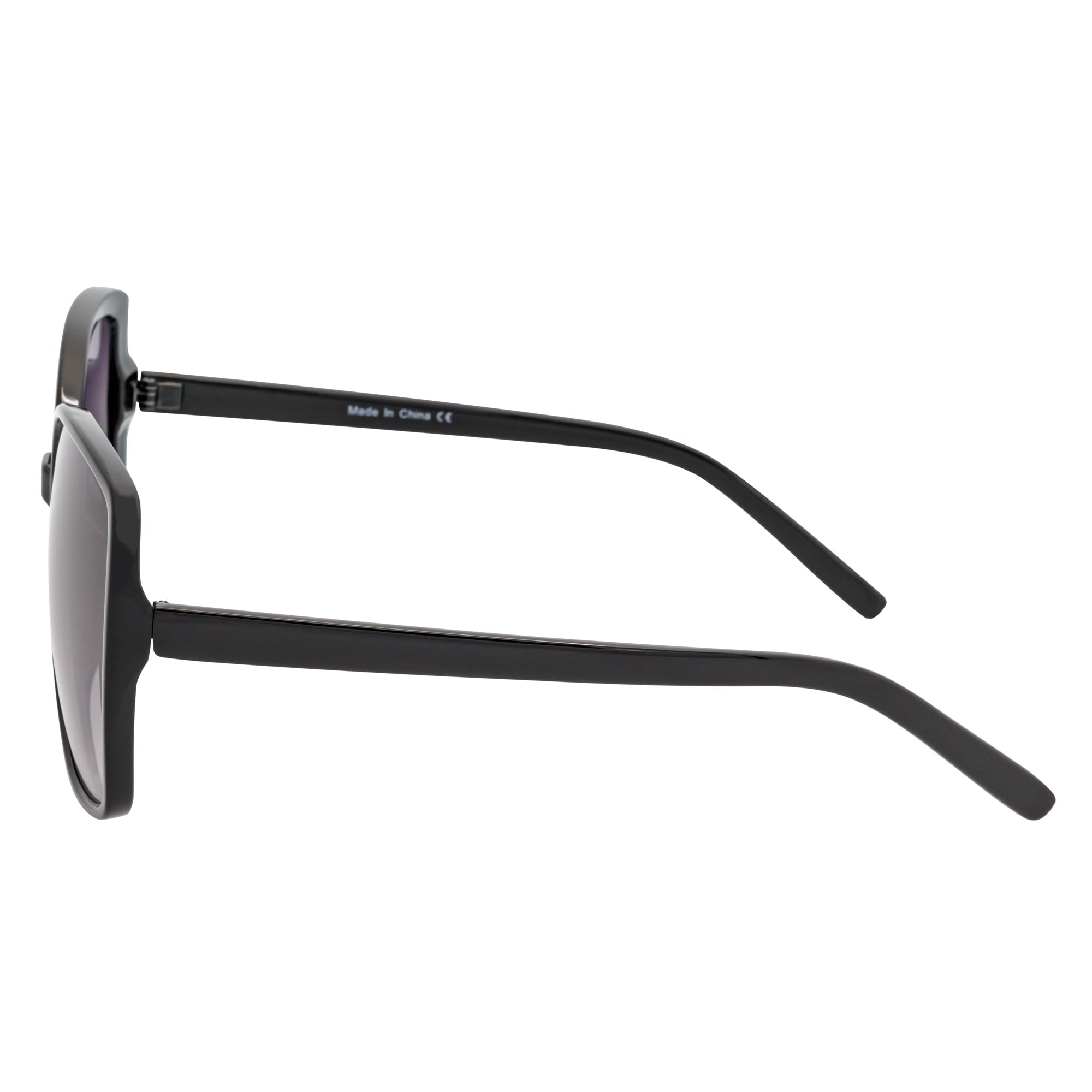 JUSTINE - Modern Square Frame Oversize Black Sunglasses Lavender Lens