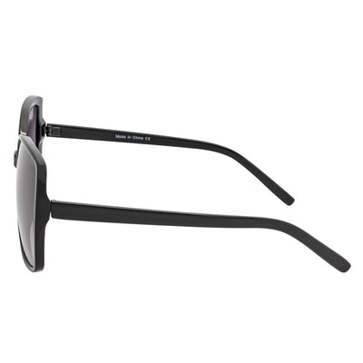JUSTINE - Modern Square Frame Oversize Black Sunglasses Lavender Lens