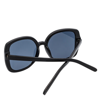 JUSTINE - Modern Square Frame Oversize Black Sunglasses Smoke Lens
