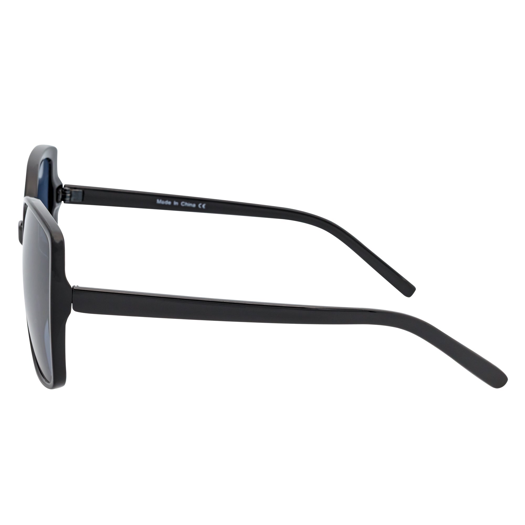 JUSTINE - Modern Square Frame Oversize Black Sunglasses Smoke Lens