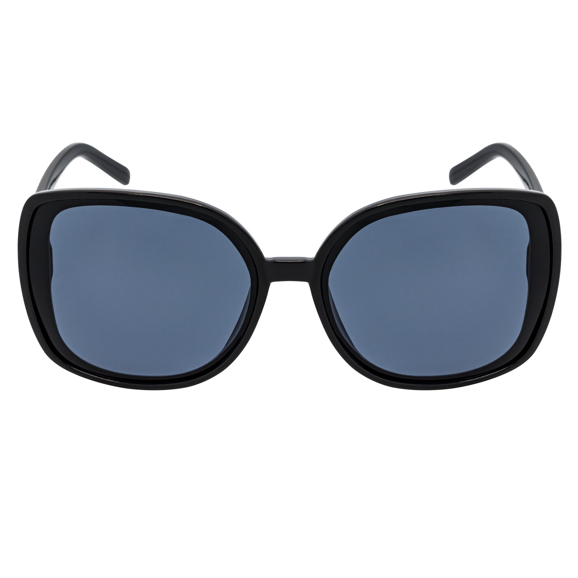 JUSTINE - Modern Square Frame Oversize Black Sunglasses Smoke Lens
