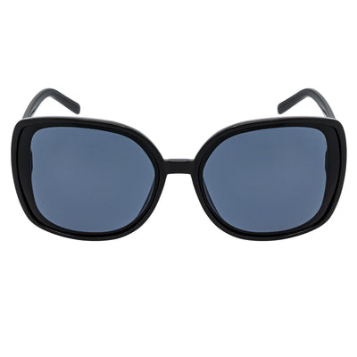 JUSTINE - Modern Square Frame Oversize Black Sunglasses Smoke Lens