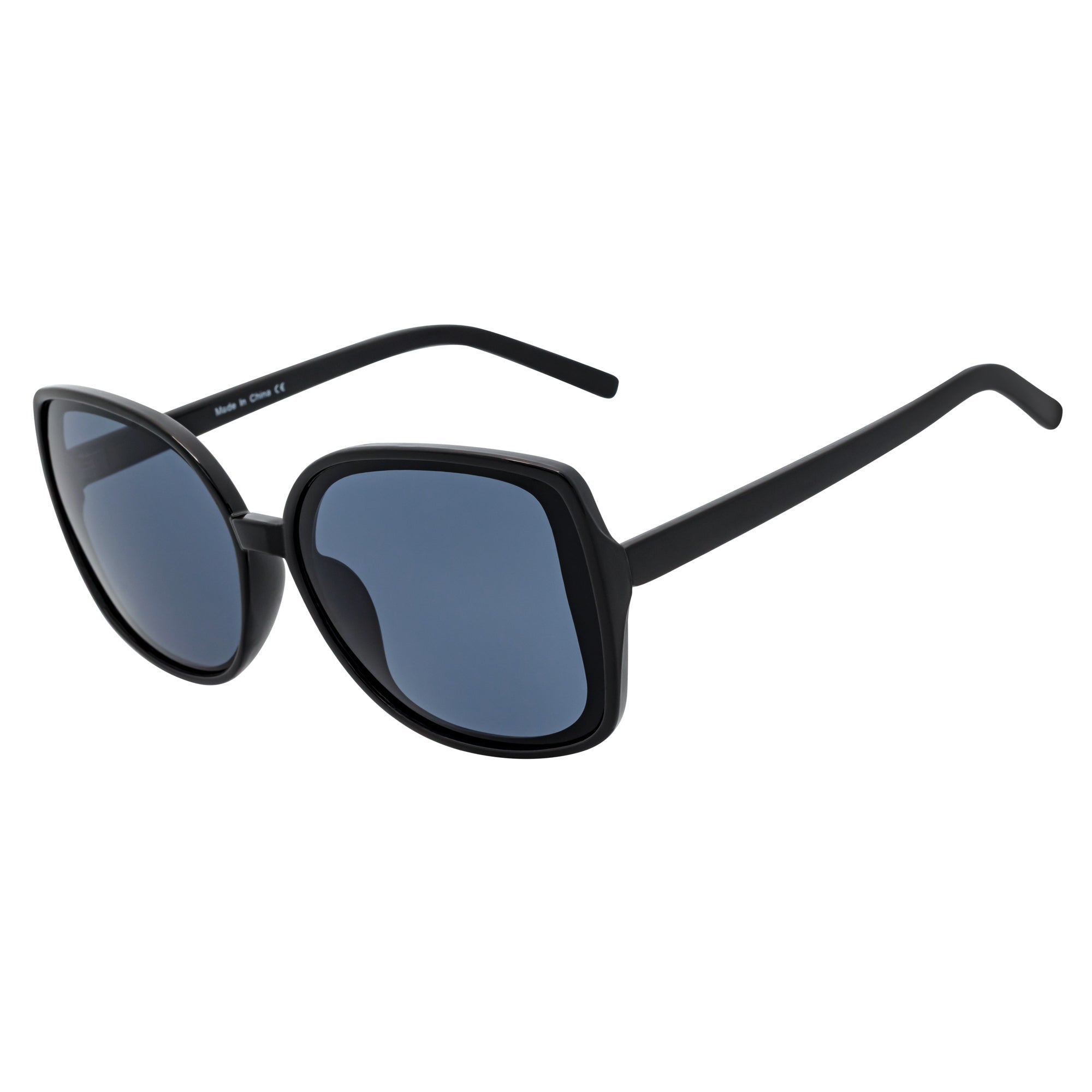 JUSTINE - Modern Square Frame Oversize Black Sunglasses Smoke Lens