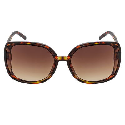 JUSTINE - Modern Square Frame Oversize Tortoise Sunglasses Amber Lens