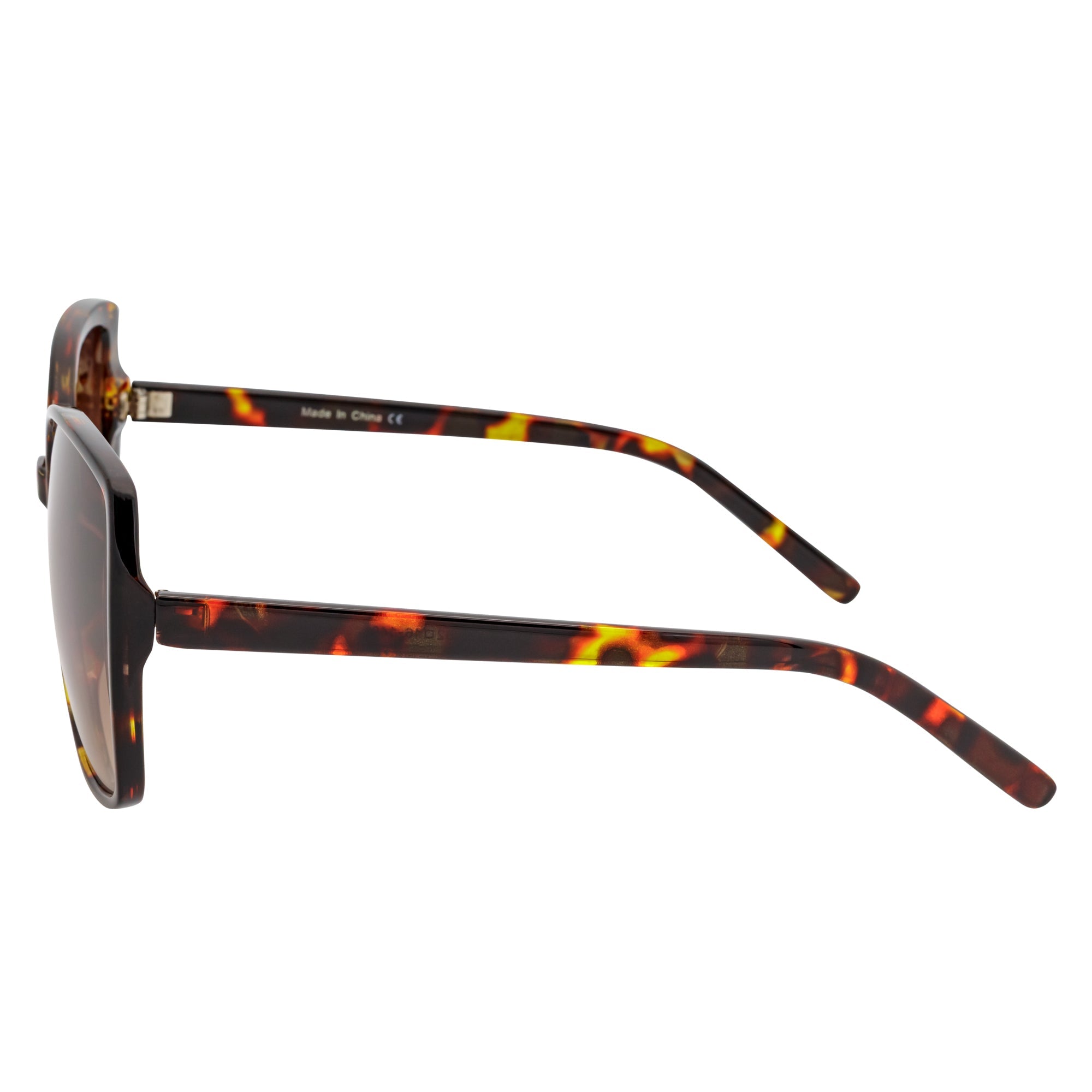 JUSTINE - Modern Square Frame Oversize Tortoise Sunglasses Amber Lens