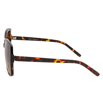 JUSTINE - Modern Square Frame Oversize Tortoise Sunglasses Amber Lens